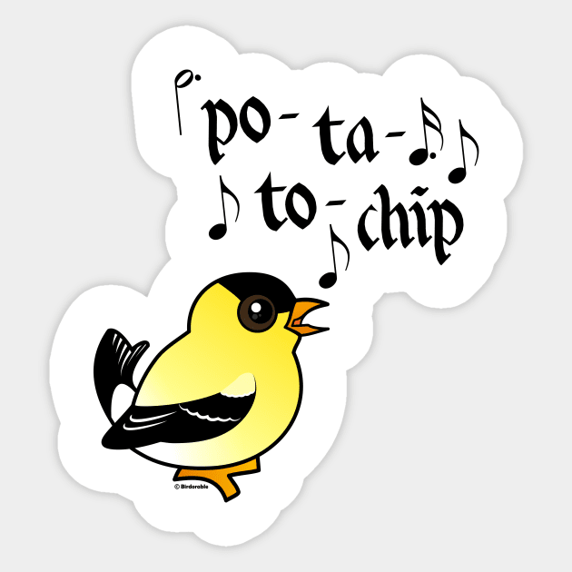 Funny American Goldfinch Says Potato Chip Sticker by birdorable